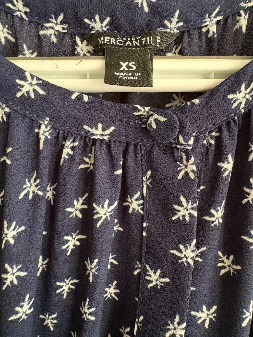 J.Crew Mercantile Navy & White Dragonfly Cap Sleeve Dress with Ruffled Bottom XS